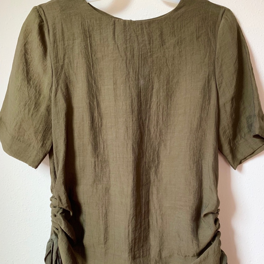H&M Tops | Olive Green Ruched Blouse
